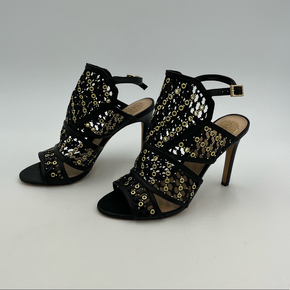 Vince Camuto 4” Black and Gold Leather Heels NWOT, excellent condition